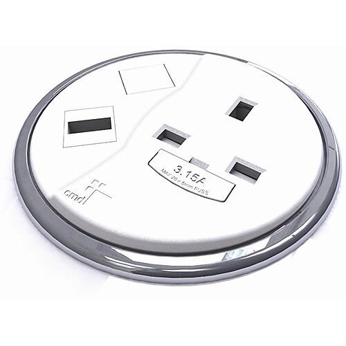 CMD Desk White Desktop Porthole 1 x Power 1 x USB WDP-1P1U CMD Desk White Desktop Porthole 1 x Power 1 x USB WDP-1P1U