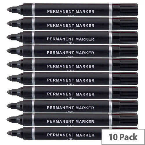 Q-Connect Permanent Marker Bullet Tip Black Pack 10