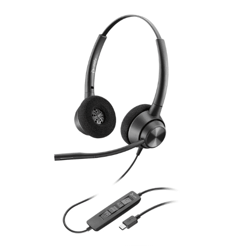 Poly EncorePro 320 USB Headset - Boom Microphone, Noise Cancelling, Comfortable - USB Port, Stereo Binaural, Lightweight - Black