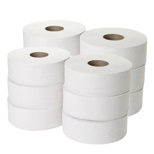 Maxima Pack of 12 Mini Jumbo Dispenser Toilet Refill Paper Tissue Rolls 200m KMAX2500