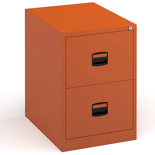 Steel 2 drawer contract filing 711mm high orange Hunt Office UK