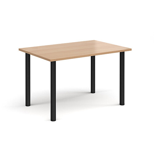 Rectangular Black Radial Leg Meeting Table W1200xD800xH725mm - Beech