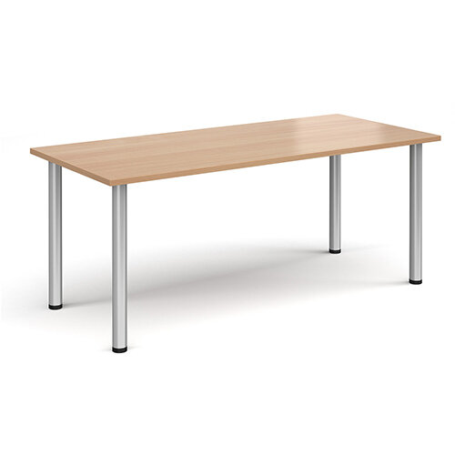 Rectangular Silver Radial Leg Meeting Table W1800xD800xH725mm - Beech