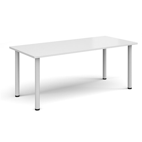 Rectangular White Radial Leg Meeting Table W1800xD800xH725mm - White