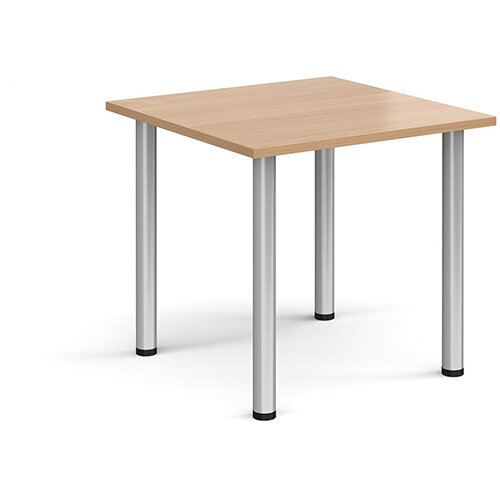 Rectangular Silver Radial Leg Meeting Table W800xD800xH725mm - Beech