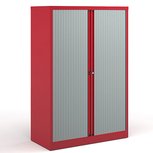 Bisley Systems Storage Medium Tambour Cupboard 1570mm High - Red