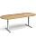 Elev8 D-End Height Adjustable Boardroom Table W2400mmxD1000mm With Silver Frame & Oak Top