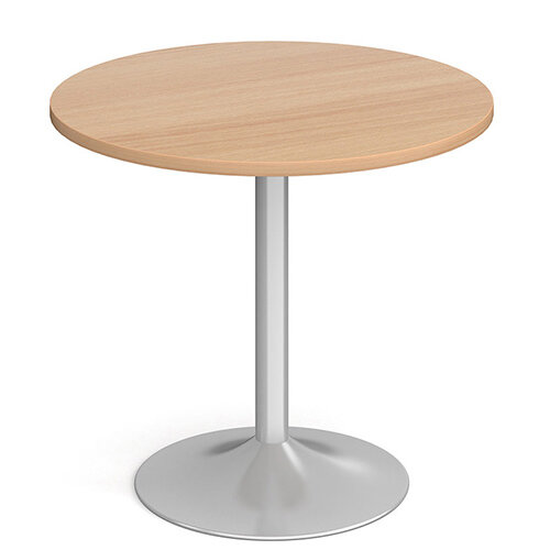 Genoa Circular Beech Dining Table with Silver Trumpet Base 800mm