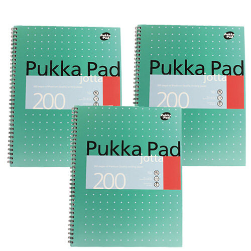 Pukka Pad A4 Ruled Wirebound Jotta Notebook Margin & 4-Hole Punched 80gsm 200 Pages Pack of 3