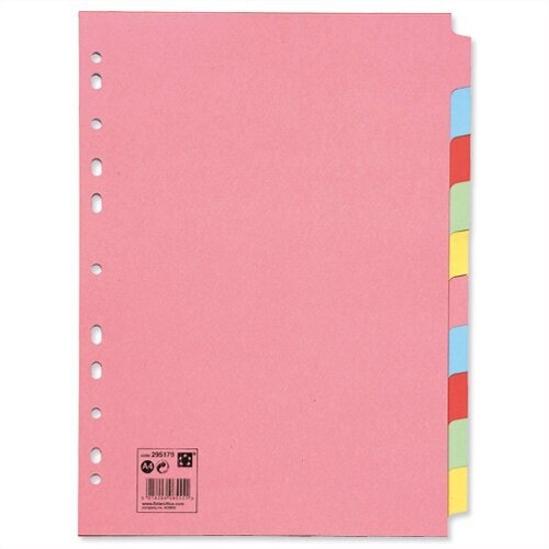 10-Part Subject Dividers A4 Multipunched Recycled Assorted 5 Star