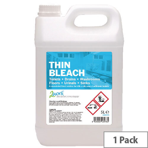 2Work Pack of 1 Thin Bleach Cleaner 5 Litre 2W03978