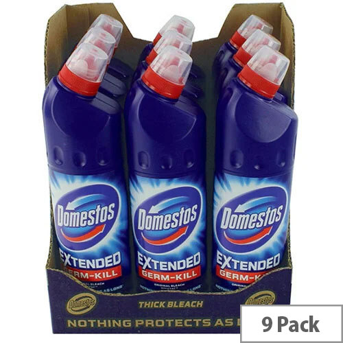 Domestos Pack of 9 Original Bathroom Disinfectant Thick Bleach 750ml
