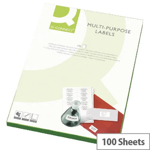 Q-Connect Multi-Purpose Labels, 16 Per Sheet, 99.1x34mm (1600 Labels) - Perfect for Addressing, Filing, and Organising