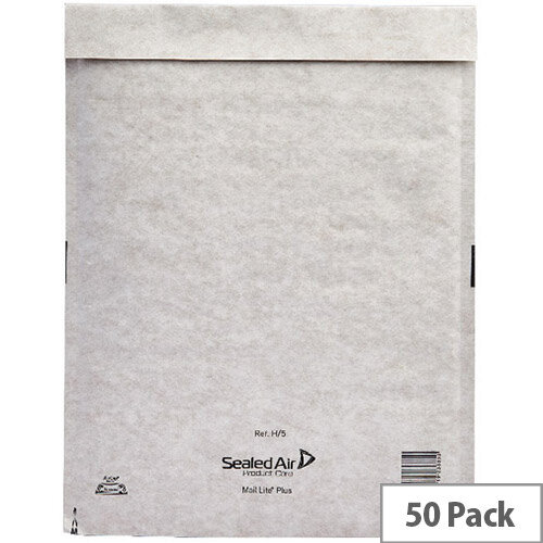 Mail Lite Plus - Bubble Lined Postal Bags - Oyster White - Pack of 50 - Size C/0 150x210mm
