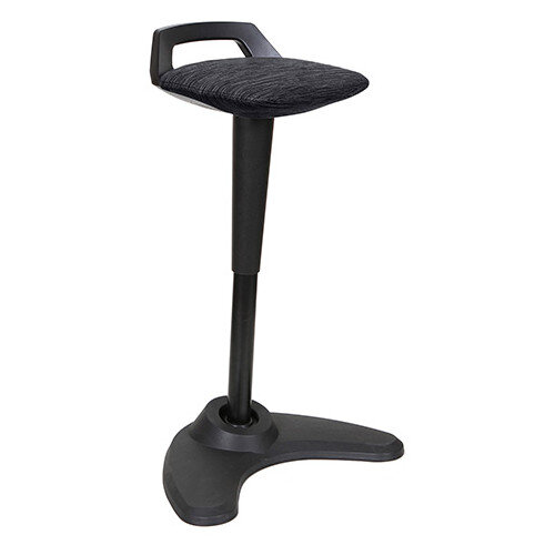 Spry Sit-Stand Stool, Black Frame, Black Fabric - Adjustable Ergonomic Stool for Sit-Stand Desks