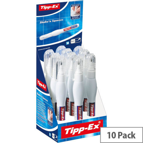 Tipp-Ex Shake n Squeeze Correction Fluid Pen - Pack of 10 Ref 802422