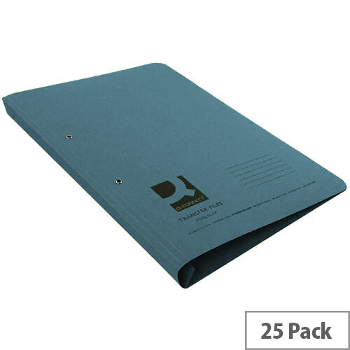 Q-Connect Transfer File Foolscap/A4 35mm Capacity Blue Pack 25