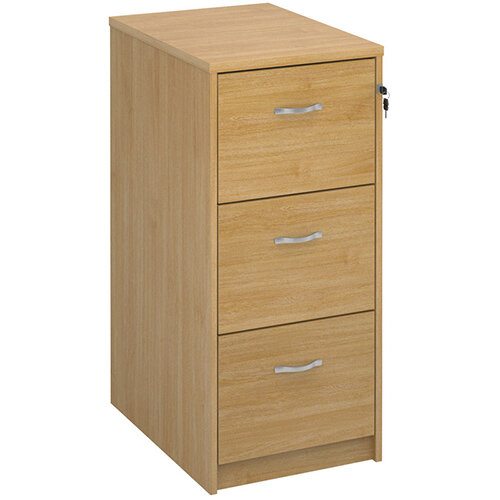 Deluxe 3 drawer filing with silver handles 1045mm high oak