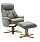 Denver Luxury Recliner Leather Look  Armchair With Matching Footstool Grey With Natural Wood Finish Base
