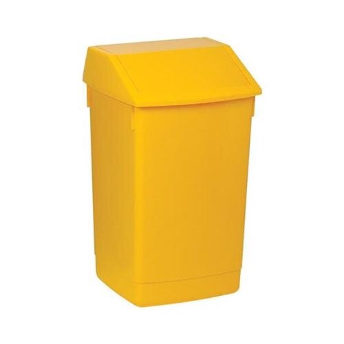 Addis Plastic Flip Top Waste Bin 60 Litres Yellow Hunt Office UK