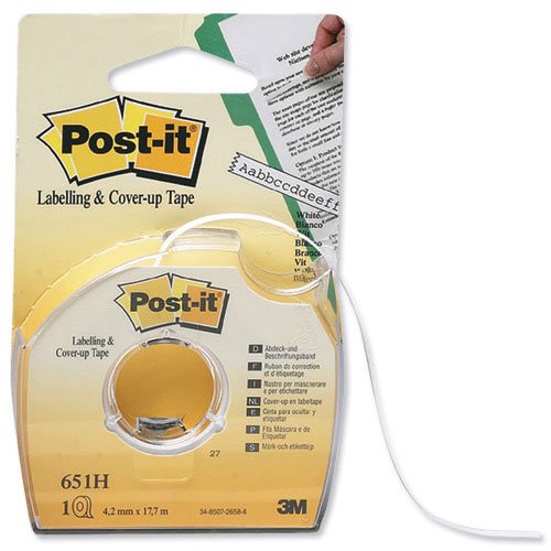 Postit Labelling and Coverup Tape 1 Line W4.2mm Pack 24 Hunt Office UK