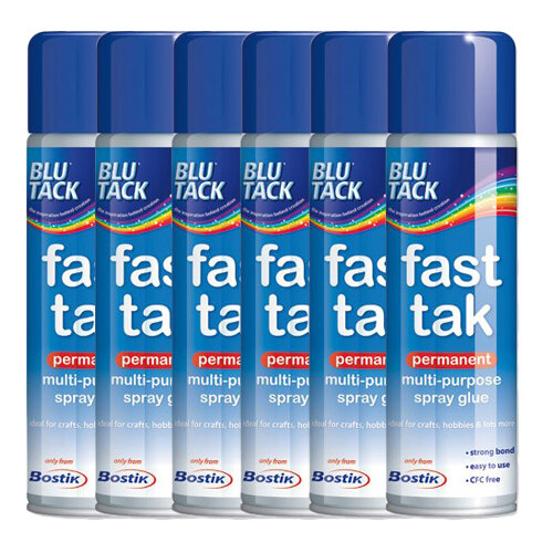 Bostik BluTack Fast Tak Adhesive Spray Can Permanent 150ml Ref 80215