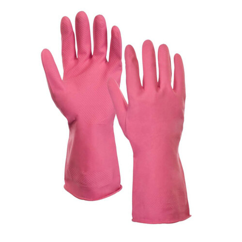 Supertouch Rubber Gloves Large Household Latex Gloves Pink Hunt Office UK