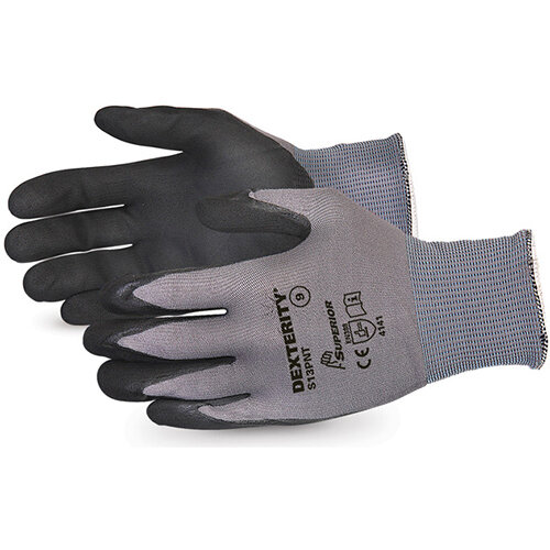 Superior Glove Dexterity Black Widow Grip High Abrasion 8 Black Ref