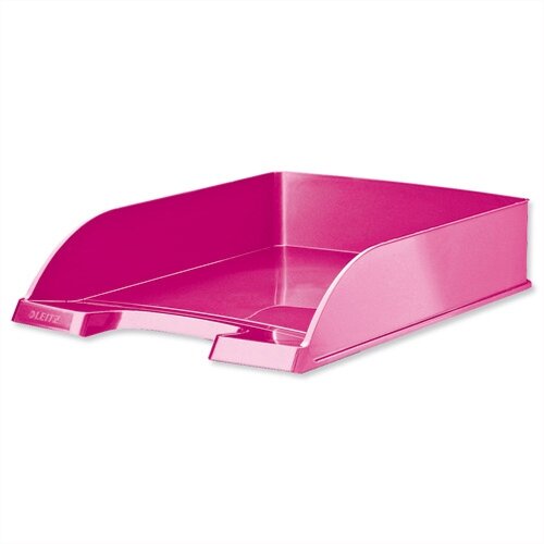 Leitz WOW Bright Letter Tray Stackable Glossy Metallic Pink Pack of 5