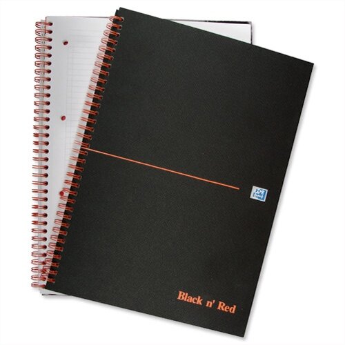 Wirebound Book Black n Red A4 Wirebound Book Perforated Matt Black 140 Pages F66077 ...