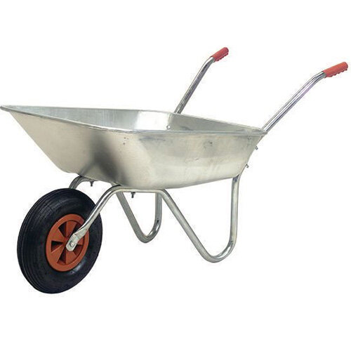 Steel Galvanised Wheelbarrow 90 Litre Capacity Pneumatic Tyred Wheel
