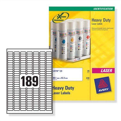 Avery L600820 Heavy Duty Silver Labels Laser 25.4x10mm 3780 Labels