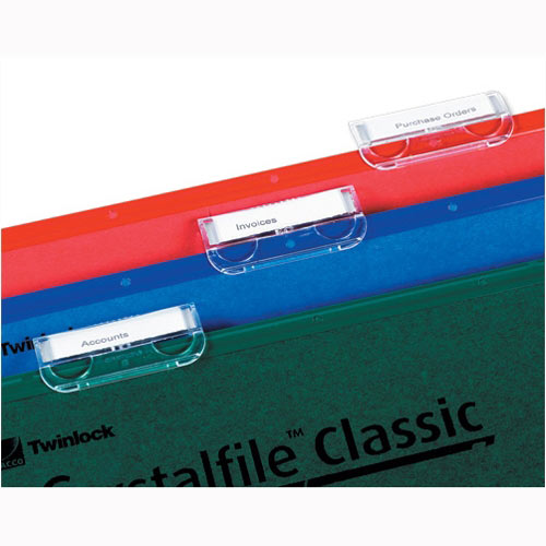 Twinlock Crystalfile Plastic Tabs for Suspension Files Clear 78020 Pack