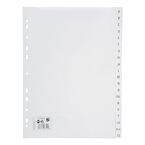 A-Z A4 Polypropylene Index White 5 Star - Hunt Office UK