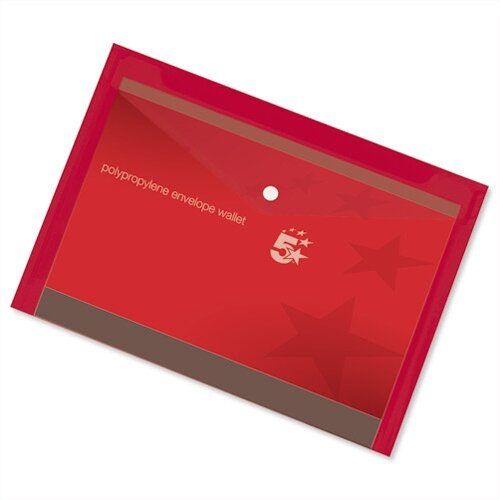 Premium A4 Document Wallets With Colored Edge – Pack Of 100 Crystal Clear PP Sleeves (Red)
