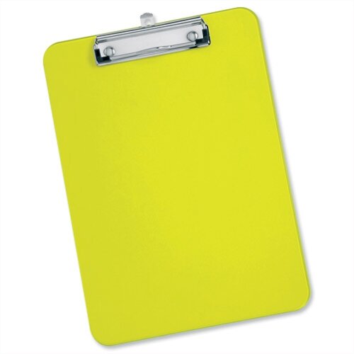 A4 Lime Green Clipboard Plastic Rounded Corners 5 Star Hunt Office UK