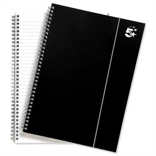 A4 Wirebound Notebook Elasticated Polypropylene 80gsm Black Pack 6 5 Star Hunt Office UK