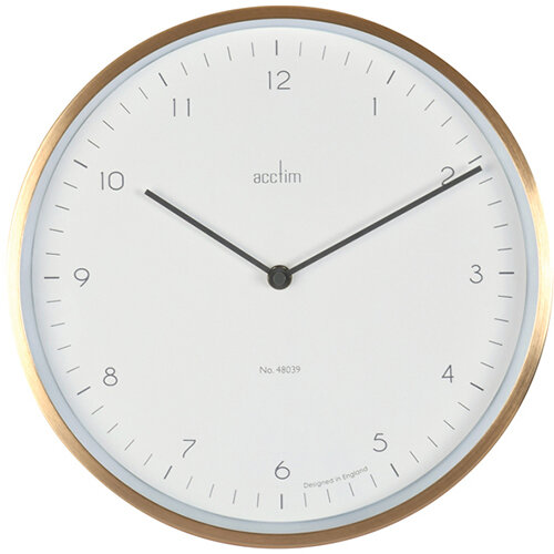 Acctim Bronx 30cm Wall Clock Brass 29458 Hunt Office UK