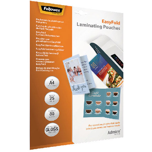 Fellowes Admire EasyFold A4 Laminating Pouches 160 Micron Pack of 25
