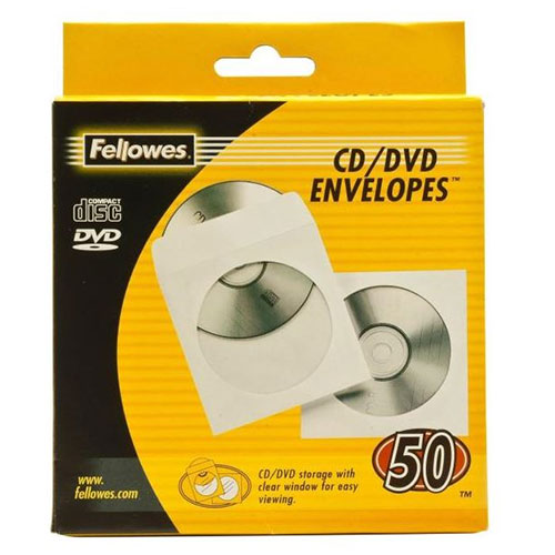 Fellowes CD Envelope Paper White Pack of 50 90690 Hunt Office UK