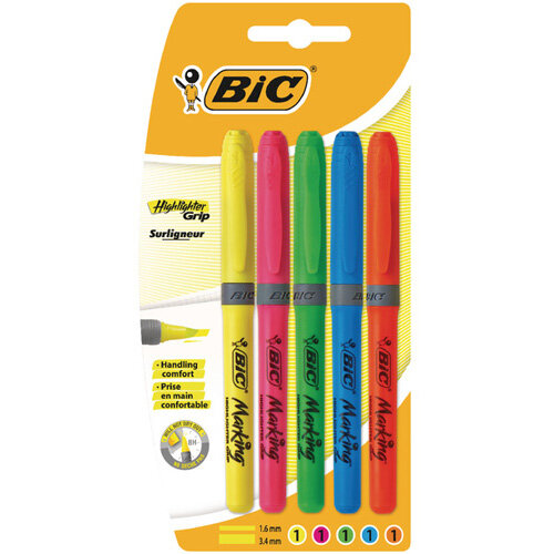Bic Brite Liner Highlighters Assorted Pack of 5 893133 Hunt Office UK