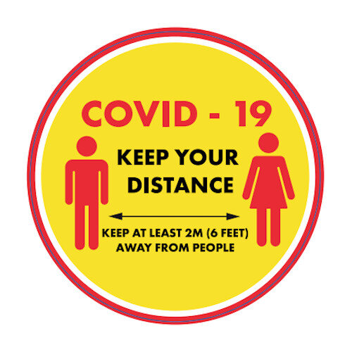 Keep Your Distance 2 meters Circle Sign 420mm Pack 10 - Hunt Office UK