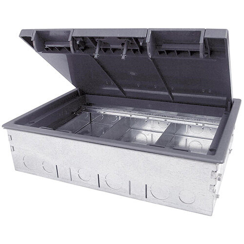 3 Compartment Screed Floor Box 303mmx221mm Hunt Office UK