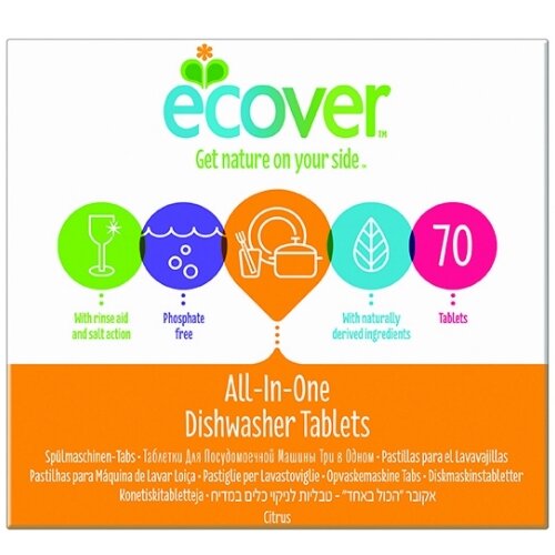 Ecover Dishwash Tablets All in One XL (Pack of 70) 1002126 Hunt Office UK
