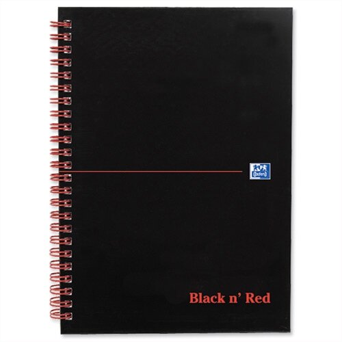 Black n Red A5 Wirebound Notebook Soft Cover Perforated 100 Pages
