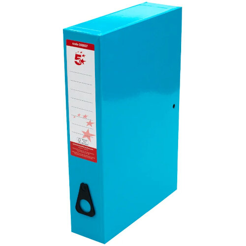 5 Star Box File Foolscap Blue 70mm Spine Lock Spring Finger Pull ...
