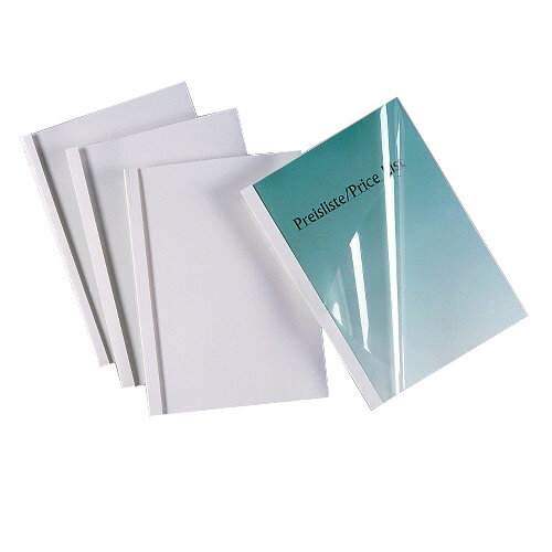 GBC Thermal Binding Covers 4mm Front PVC Clear Back Gloss A4 White Ref