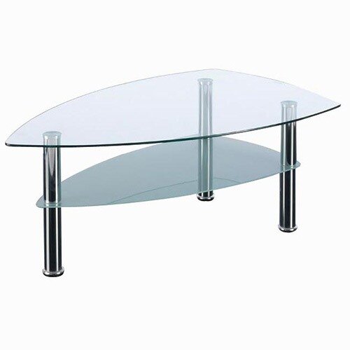 Boat Shaped Two Tier Glass & Chrome Coffee Table Hunt Office UK