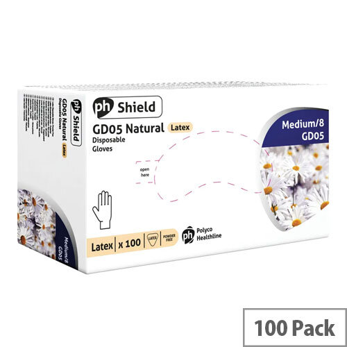 Shield Powder-Free Latex Gloves Medium Pack Of 100 GD05 - Hunt Office UK - View #10