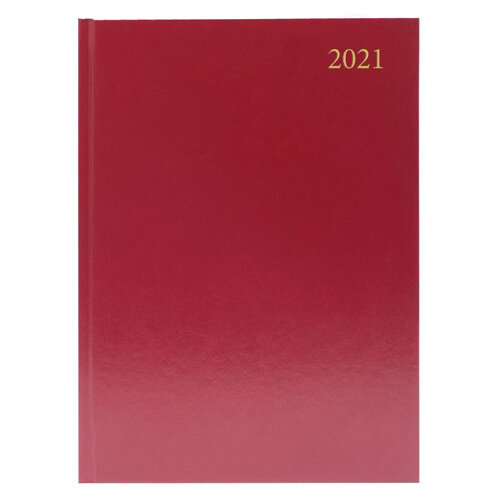 Desk Diary Day Per Page A4 Burgundy 2021 KFA41BG21 Hunt Office UK
